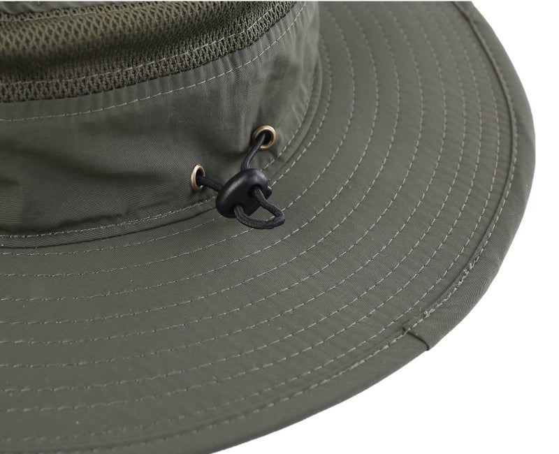 Connectyle Outdoor Mesh Sun Hat Wide Brim Sun Protection Hat Summer Fishing Hunting Hiking Gardenig Hat Army Green - Image 5